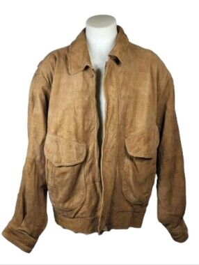 Clout Men's Brown Leather Jacket Sz XL